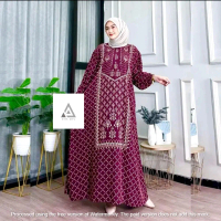 Gamis Kaftan Kaza Jumbo Rayon Premium Tebal Adem Nyaman Bumil Resleting Depan Busui Freindly Dress W