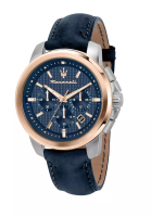 Maserati 【2年保養】 瑪莎拉蒂 Successo 藍色皮帶男仕手錶 R8871621015