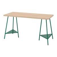 LAGKAPTEN/TILLSLAG 書桌/工作桌, 染白橡木紋 綠色, 140x60 公分