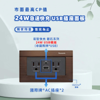 【易智快充】磐石系列-國際牌 Panasonic Glatima面板 24W USB快充插座(USB-A+Type-C)