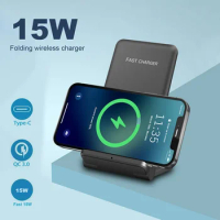 Phone Holder 15W Vertical Folding Wireless Charger Is Suitable for IPhone Samsung Huawei and Xiaomi Fast Charging Mobile Phones