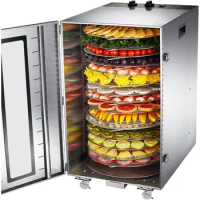 18.5ft² Commercial Food-Dehydrator Machine 360° Automatic Rotation Fruit-Dehydrator 1500w, Meat-Dehydrator 194℉ Stainless Steel