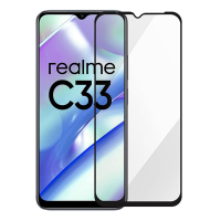 Metal-Slim Realme C33 全膠滿版9H鋼化玻璃貼-晶鑽黑