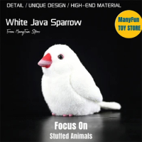 White Java Sparrow Plush Toy Finch Plushie Java Rice Bird Peluche Lifelike Stuffed Animals Simulation Doll Toy For Kids