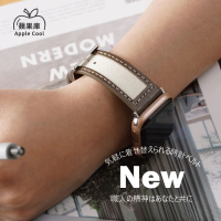 【蘋果庫Apple Cool】Apple Watch S7/6/SE/5/4 38/40/41mm 文青色系帆布拚皮帶