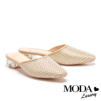 (季末換季出清)拖鞋 MODA Luxury 別致時髦異材質堆疊穆勒低跟拖鞋－米