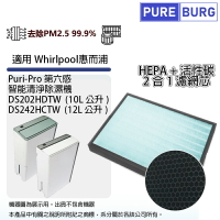 適用Whirlpool惠而浦DS202HDTW DS242HCTW第六感智能清淨除濕機2合1 HEPA+活性碳濾網濾芯