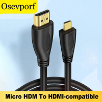 Micro HDMI-compatible To HDMI-compatible 4K Cable For Raspberry Pi 4 GoPro Hero 7 TV Projector Tablet Monitor Macbook Adapters