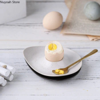 Japanese Special-shaped Irregular Ceramic Egg Tray Creative Egg Tray Egg Tray Breakfast Restaurant Small Tray Tableware Supplies