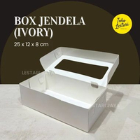 Box Ivory Kraft LAMINASI JENDELA Untuk Kotak Croffle Bombolini Kue Roti Snack 25 x 12 x 8 CM IVORY
