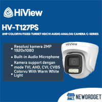 HIVIEW HV-T127PS 2MP WARM WHITE LIGHT COLORVU INDOOR FIXED TURRET HDCVI AUDIO BUILT IN MIC ANALOG CA