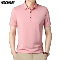 Men Polo Shirt Tops Short Sleeve for Summer 3 Buttons Pink Black White Fashion Casual Clothing Plus Size 3XL 4XL 100kg 00404