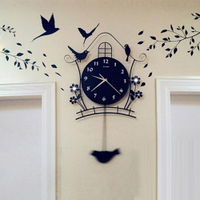掛鐘 夜光現代裝飾北歐式個性靜音搖擺掛鐘客廳時尚臥室創意家用鳥鐘表 非凡小鋪