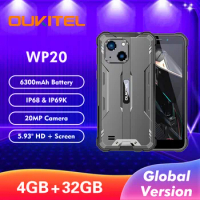 Global Version Oukitel WP20 Rugged Smartphone 5.93" HD+ 4G+32G 6300 mAh Android 12 Mobile Phone 20M Quad Core Moblie phone