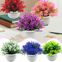 Artificial Flowers With Vase Plants Plastic Display Mold Bonsai For Sale Garden Decor Plant U6D5