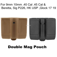 Tactical Double Mag Pouches for Beretta M9 92 Glock 17 19 Dual Magazine Pouch for 9mm Bullet Magazines Case