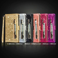 Glitter Sparkly Zipper Pocket Leather Wallet Phone Glitter Case For iPhone 15 14 13 12 Mini 11 Pro XS Max XR 7 8 6S Plus 200Pcs