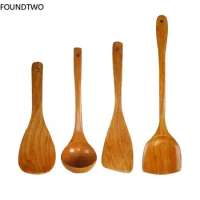 Long Wooden Cooking Rice Spatula Long Scoop Kitchenware Kitchen Utensil Non-stick Hand Wok Shovel