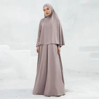 Lozy Hijab - Hafisa Abaya Set (Abaya Gamis Set Khimar Haji dan Umrah Bahan Jersey) Set Grey Cream
