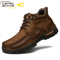 Camel Active New Super Warm Men Winter Waterproof Cow Leather Shoes Men's Ankle Snow Boos