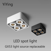 YiYing Led Downlight Surface Mounted 4x7W Ceiling Lamps GX53 Light Source Replaceable Spots Aluminum Focos For Kitchen Home