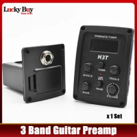 Guitar Pickup 3 Bands Acoustic Guitar Preamp EQ Tuner Piezo for Acoustic Guitar