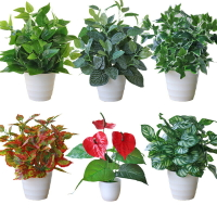 人造花 仿真植物仿真植物塑料假花草綠蘿葉盆栽綠植客廳室內裝飾落地盆景花藝擺件