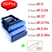 50Pcs， NEW Micro Nano SIM Card Holder Tray Chip Slot Holder Adapter Socket For Xiaomi Mi 11 Mi 11T Mi 11 Lite Mi 11 Pro + Pin