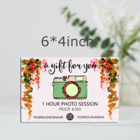Photography Voucher Gift Card, Flower Vine, Custom Certificate