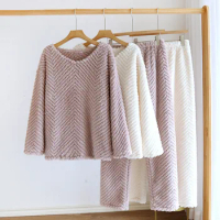 Flannel Thickened Warmth Women's Nightie Clothes For Sleep Underwear Set Pajama Women Winter New Sleepwear Room Wear