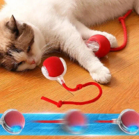 Mainan Haiwan Peliharaan Elektrik, Tovs Kucing Pintar, Bola Bergolek Automatik, Ekor Palsu, Boleh Di