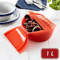 《LEKUE》微波蒸煮調理鍋(紅1L) | 耐熱 微波料理 懶人料理