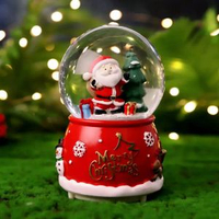 全城熱賣 - 耶誕節水晶球飄雪旋轉擺件音樂音樂盒兒童平安夜兒童小禮物男女友新款中號背囊袱 自動飄雪+彩燈+音樂