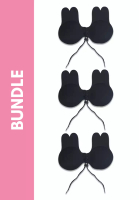 PINK N' PROPER 黑色繫帶兔耳防凸點提胸貼 矽膠提拉乳貼防下垂隱形文胸 (3套)