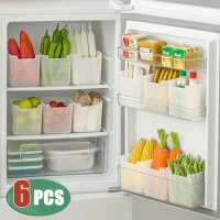 Set of 6 Refrigerator Organizer Bins, Door Shelf Basket Storage Bins for Fridge, Counter, Cabinet, Pantry Kitchen Organization