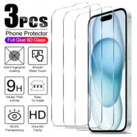 3PCS Full Tempered Glass For Apple iPhone X XR XS Max Screen Protector iPhone 14 15 Plus 13 mini 12 11 Pro Max Protection Film