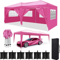 10x20FT Pop Up Canopy Tent with 6Removable Sidewalls Outdoor Canopy Tents for Parties Heavy Duty Commercial Ez Up Canopy Wedding