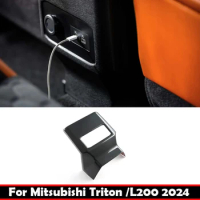 For Mitsubishi Triton /L200 2024 ABS carbonfiber inner Rear Air ConditionsOutlet AC vent back an-ti kick board USB panle cover