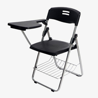 培訓椅帶寫字板會議記者塑料折疊椅簡易靠背椅免安裝折疊一體桌椅初色家居館  城市玩家