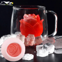 Ice Cube Form Silicone Rose Shape Icecream Mold Tray 3D Big Ice Cream Ball Maker Reusable Whiskey Cocktail Mould Barwares