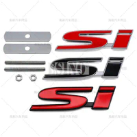 Car Styling 3D Metal Badge Front Grill Chrome Zinc Alloy SI Emblem Badge Auto Accessory for Honda Civic Si