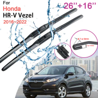 Car Front Windshield Wiper Blades for Honda HR-V Vezel 2016~2022 Two Frameless Silent Durable Rubber Snow Scraping Accessories