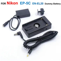 NP F550 F750 F960 Battery Adapter Plate Kit With EP-5C EN-EL20 ENEL20 Fake Battery For Nikon Camera 1 AW1 S1 V3 J1 J2 J3 P1000