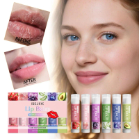 6pcs Smooth Lip Balm Lipcare Hydrating Lip Balm Set Non-sticky Bright Long-lasting Fruit Lip Balm Re