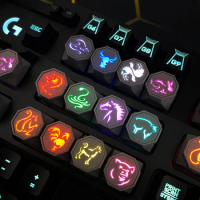 ECHOME Zodiac Keycap Set Cherry Profile Custom Key Caps Resin Translucency 3D Original Keycaps for Mechanical Keyboard Game Gift