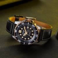 CITIZEN Automatic Mechanical Men's Watch Fashion Business Sports Waterproof Watch NJ0176-10E Black Disc Calfskin Strap Japan