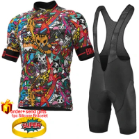 Tokidoki Tiger Short Sleeve Cycling Jersey Suit Men Bike Wear Sport Shirt Sleeve Riding Clothing Bib Shorts