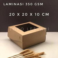 Box Kraft Coklat LAMINASI JENDELA Untuk Kotak Packing Kue Tart Roti Snack 20 x 20 x 10 CM