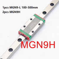 1pcs 100% Original HIWIN linear guide/rail MGN9 -L 100mm/200mm/300mm/400mm/500mm + 2pcs MGN9H Mini blocks for CNC parts MGNR9