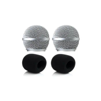 Bolymic 2 Pack Ball Head vocal Microphone Grille sponge For Shure microphone SM58 &amp; 2 external Windscreen NEW